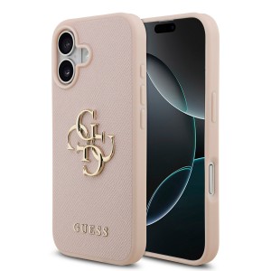 Guess iPhone 17 Hülle Case Grained Big 4G Logo Rosa