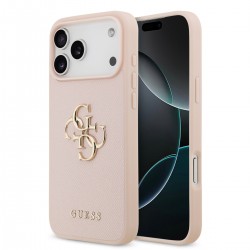 Guess iPhone 17 Pro Max Hülle Case Grained Big 4G Logo Rosa