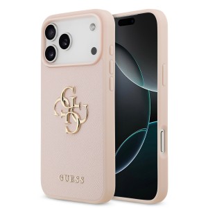 Guess iPhone 17 Pro Max Hülle Case Grained Big 4G Logo Rosa