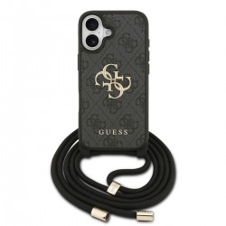 Guess iPhone 17 Hülle Case Cord Stap Crossbody 4G Big Logo Schwarz