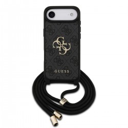 Guess iPhone 17 Air Hülle Case Cord Stap Crossbody 4G Big Logo Schwarz