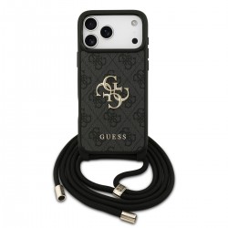 Guess iPhone 17 Pro Max Hülle Case Cord Stap Crossbody 4G Big Logo Schwarz