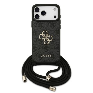 Guess iPhone 17 Pro Max Hülle Case Cord Stap Crossbody 4G Big Logo Schwarz