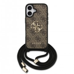 Guess iPhone 17 Hülle Case Cord Stap Crossbody 4G Big Logo Braun