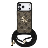 Guess iPhone 17 Pro Max Hülle Case Cord Stap Crossbody 4G Big Logo Braun