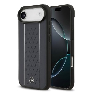 Mercedes iPhone 17 Air Echtleder Hülle Case Star Pattern MagSafe Blau