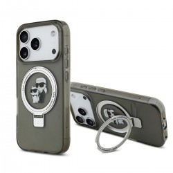 Karl Lagerfeld iPhone 17 Pro Hülle Case Ring Stand Karl Choupette MagSafe Schwarz