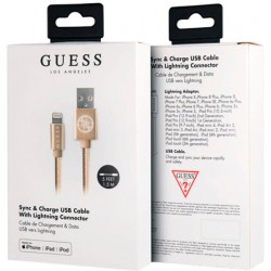 GUESS Lightning Kabel USB 1,5m Nylon Gold