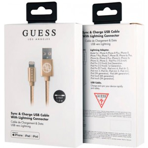 GUESS Lightning Cable USB 1.5m Nylon Gold