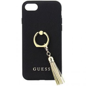 Guess iPhone SE 2020 8 7 Hülle Case Cover Saffiano Ringständer Schwarz