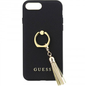 Guess iPhone 8 Plus 7 Plus Case Cover Saffiano Ring Stand Black