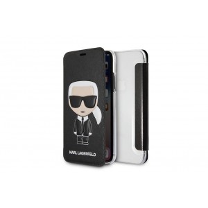 Karl Lagerfeld iPhone XS / X Tasche Book Case Cover Karl Iconic Schwarz