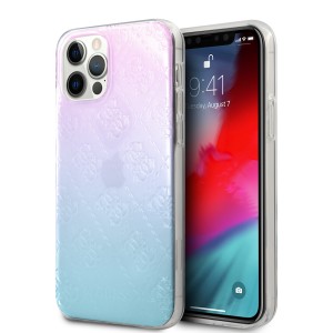 GUESS iPhone 12 / 12 Pro Hülle Case Cover 4G Gradient 3D Blau