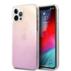 GUESS iPhone 12 / 12 Pro Hülle Case Cover 4G Gradient 3D Rosa