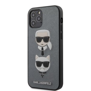 Karl Lagerfeld iPhone 12 / 12 Pro Case Saffiano Karl / Choupette Silver