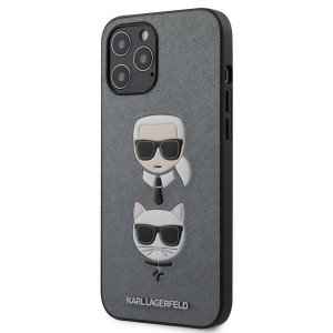 Karl Lagerfeld iPhone 12 Pro Max Hülle Case Saffiano Karl / Choupette Silber