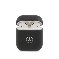 Mercedes AirPods 1 / 2 Echtleder Hülle Case Cover schwarz Electronic Line
