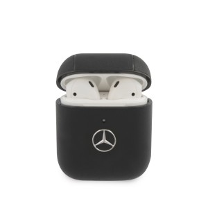 Mercedes AirPods 1 / 2 Echtleder Hülle Case Cover schwarz Electronic Line