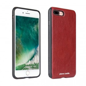 Pierre Cardin iPhone 8 Plus / 7 Plus Hülle Case Cover Echtleder Rot