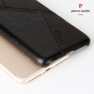 Pierre Cardin iPhone 8 Plus / 7 Plus Case Hülle Cover Schwarz Echtleder