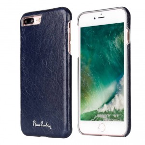 Pierre Cardin iPhone 8 Plus / 7 Plus Case Hülle Cover Echtleder Blau