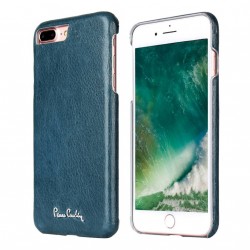 Pierre Cardin iPhone 8 Plus / 7 Plus Case Hülle Cover Blau Echtleder