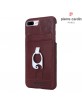 Pierre Cardin iPhone 8 Plus / 7 Plus Case Genuine Leather Card Slot + Stand Ring Brown