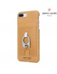 Pierre Cardin iPhone 8 Plus / 7 Plus Hülle Braun Echtleder Kartenfach + Stand Ring