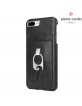 Pierre Cardin iPhone 8 Plus / 7 Plus Hülle Schwarz Echtleder Kartenfach + Stand Ring