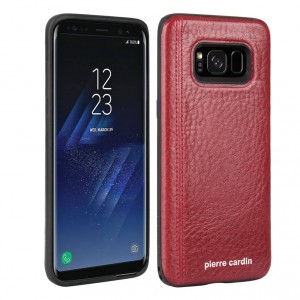 Pierre Cardin Samsung S8 Hülle Case Cover Echtleder Rot