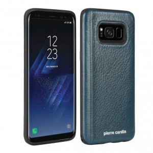 Pierre Cardin Samsung S8 case cover real leather blue