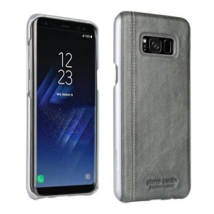 Pierre Cardin Samsung S8 Hülle Case Cover Echtleder Grau