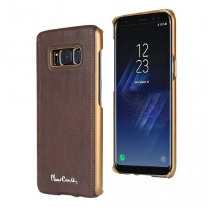 Pierre Cardin Samsung S8 Case Real Leather Dark Brown