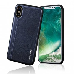 Pierre Cardin iPhone X / Xs case cover real leather sapphire blue