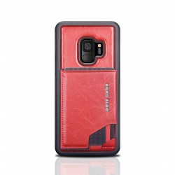 Pierre Cardin Samsung S9 Case Real Leather Stand Card Slot Red