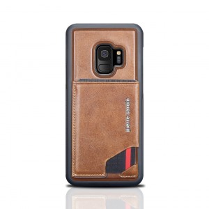 Pierre Cardin Samsung S9 case genuine leather stand card slot brown