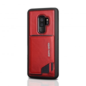 Pierre Cardin Samsung S9 Plus Hülle Case Echtleder Stand Kartenfach Rot