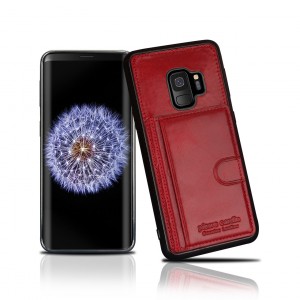 Pierre Cardin Samsung S9 Cover Case Genuine Leather Red Stand Card Slot