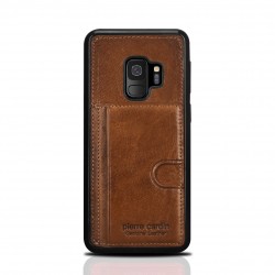 Pierre Cardin Samsung S9 case genuine leather card slot brown
