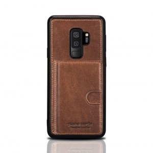 Pierre Cardin Samsung S9 Plus Cover Case Genuine Leather Stand Card Slot Brown