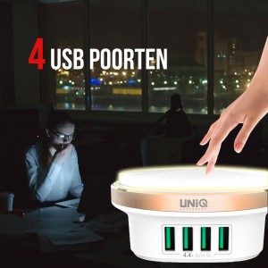 UNIQ Schnellladegerät LED Drucklampe USB 4 ports 4.4A Weiß