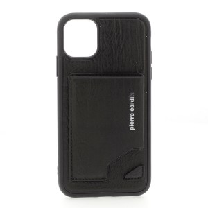 Pierre Cardin iPhone 11 Case Cover Real Leather Stand Card Slot Black