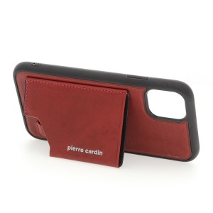 Pierre Cardin iPhone 11 Hülle Case Cover Echtleder Stand Kartenfach Rot