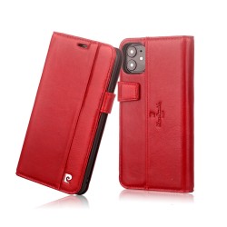 Pierre Cardin iPhone 11 Book Case Tasche Echtleder Rot