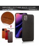 Pierre Cardin iPhone 11 Pro case cover real leather dark brown