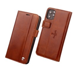 Pierre Cardin iPhone 11 Pro book case genuine leather brown