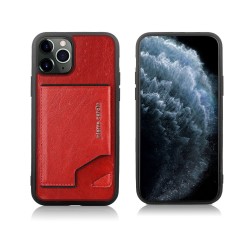 Pierre Cardin iPhone 11 Pro Case Cover Genuine Leather Stand Card Slot Red