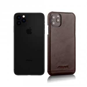 Pierre Cardin iPhone 11 Pro Max case cover real leather dark brown
