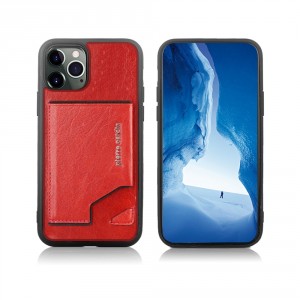 Pierre Cardin iPhone 12 Pro Max Hülle Case Cover Echtleder Stand Kartenfach Rot