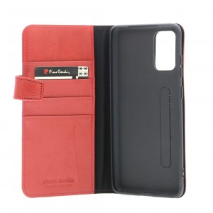 Pierre Cardin Samsung S20 Plus Ledertasche Echtleder Book Cover Rot